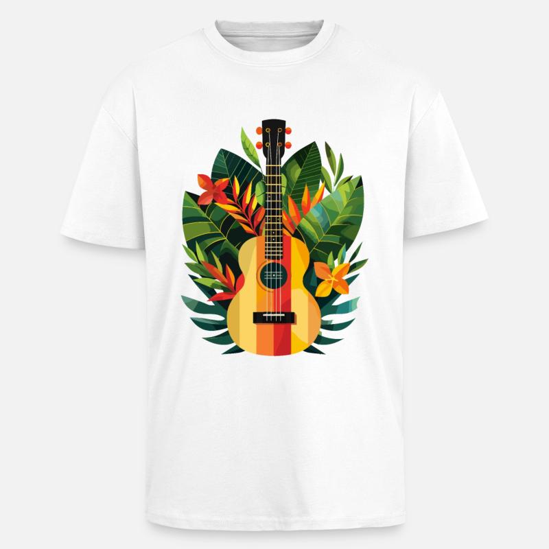 Ukulele Comic Look - Oversized Heavyweight Unisex T-Shirt - Weiß