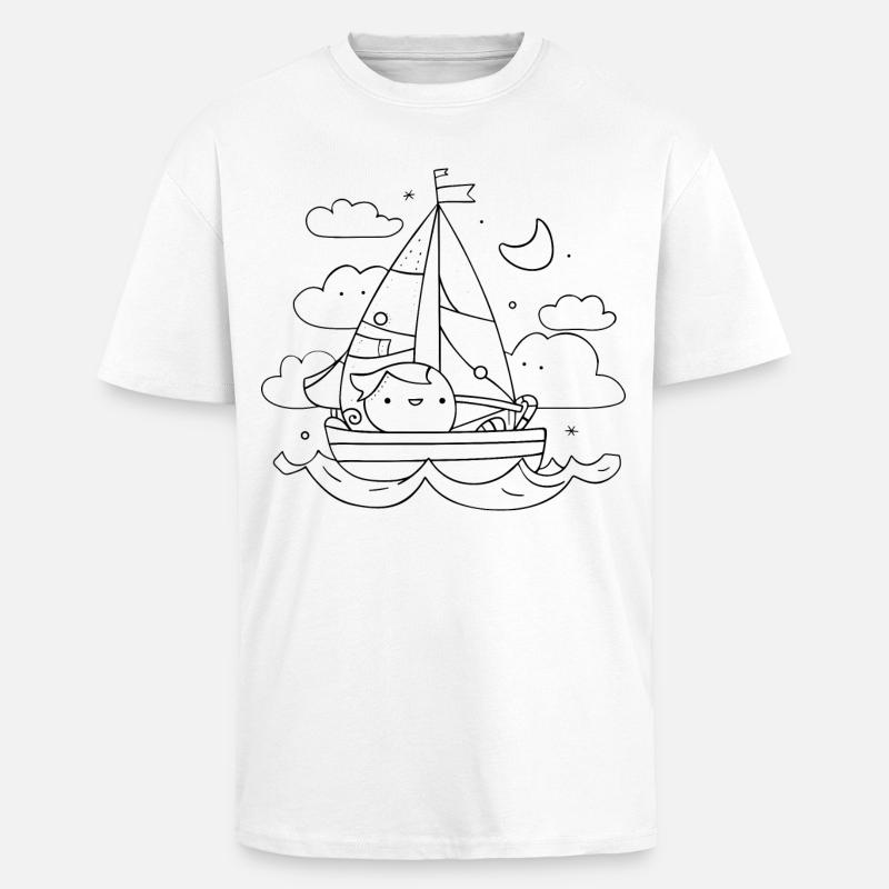 Look de dessin animé de voile - T-shirt unisexe oversize épais - blanc