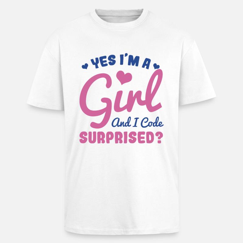 Fille et programmeuse - T-shirt unisexe oversize épais - blanc