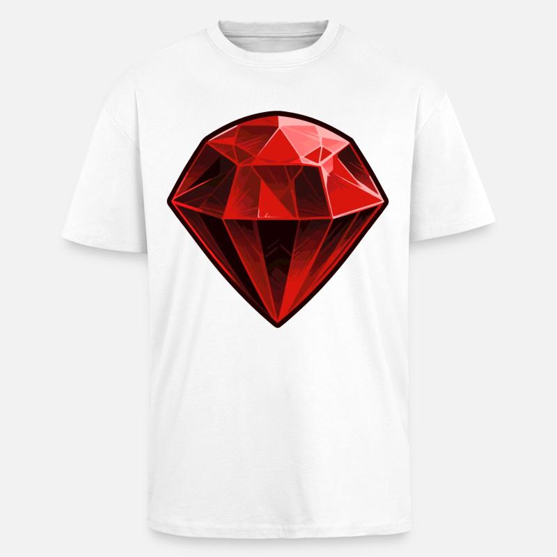 Precious Red Ruby Gemstone - Unisex Oversized Heavyweight T-shirt - white