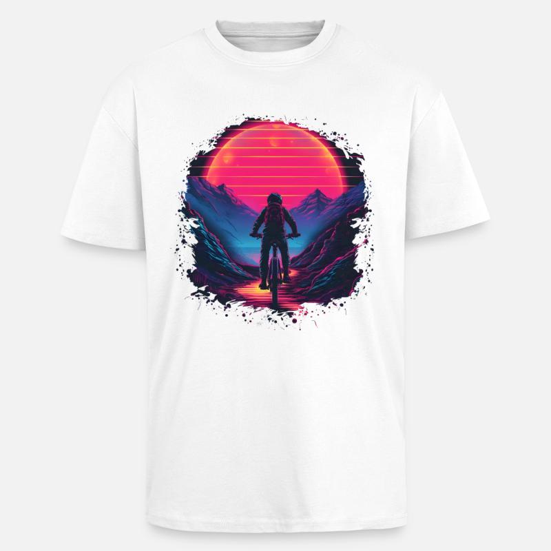 Mountainbiking Synthwave - Oversized Heavyweight Unisex T-Shirt - Weiß