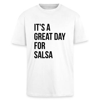 Salsa Salsa Salsa - Oversized Heavyweight Unisex T-Shirt - Weiß - Vorne - Alina (178cm) & Michal (187cm)