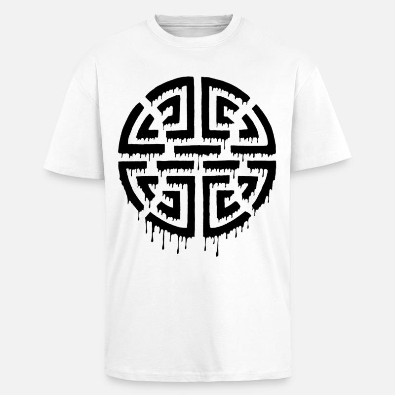 Graffiti eines schwarzen Labyrinths - Oversized Heavyweight Unisex T-Shirt - Weiß