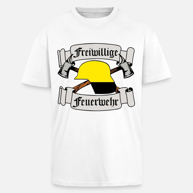 Volunteer Fire Brigade Emblem - Unisex Oversized Heavyweight T-shirt - white