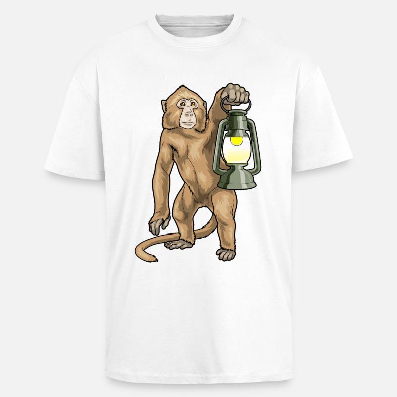 Monkey Lantern - Unisex Oversized Heavyweight T-shirt - white