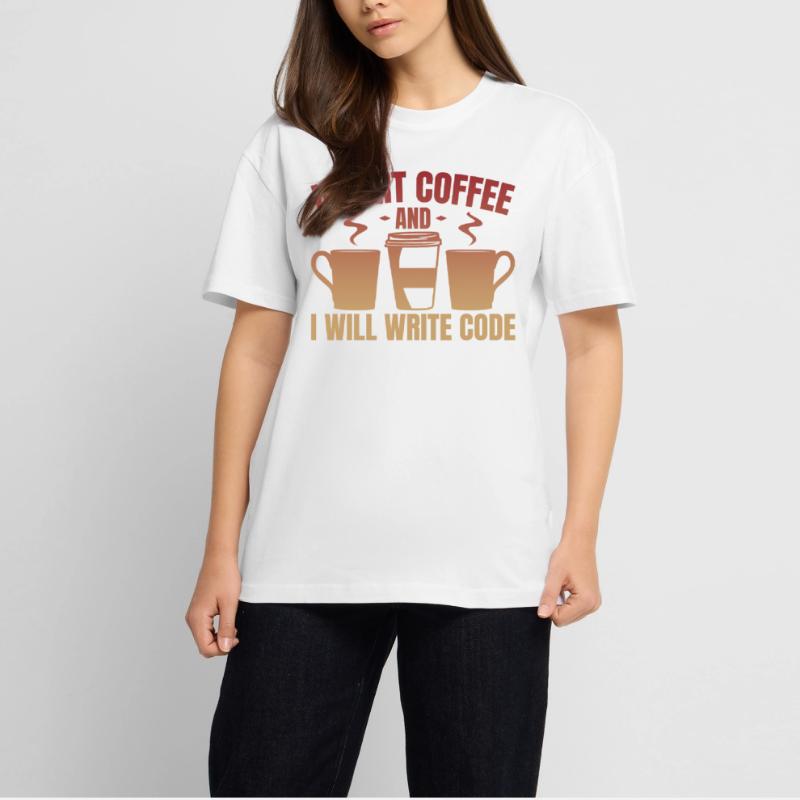 Jetez du café et écrivez du code T-shirt unisexe oversize épais