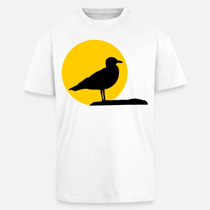 Möwe vor Sonne - Oversized Heavyweight Unisex T-Shirt - Weiß