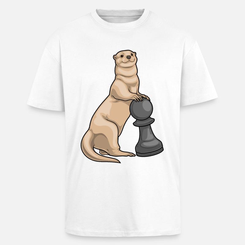 Otter Schachfigur Bauer Schach - Oversized Heavyweight Unisex T-Shirt - Weiß