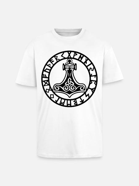 Schwarzer Wikingerhammer - Oversized Heavyweight Unisex T-Shirt - Weiß