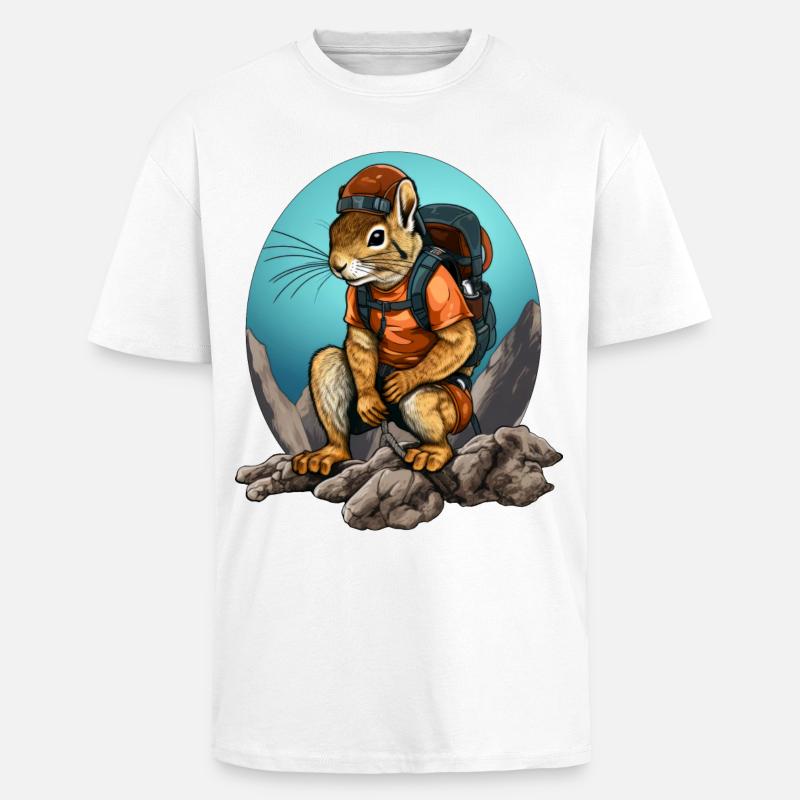 Eichhörnchen Bergsteiger / Wandern Eichhörnchen - Oversized Heavyweight Unisex T-Shirt - Weiß