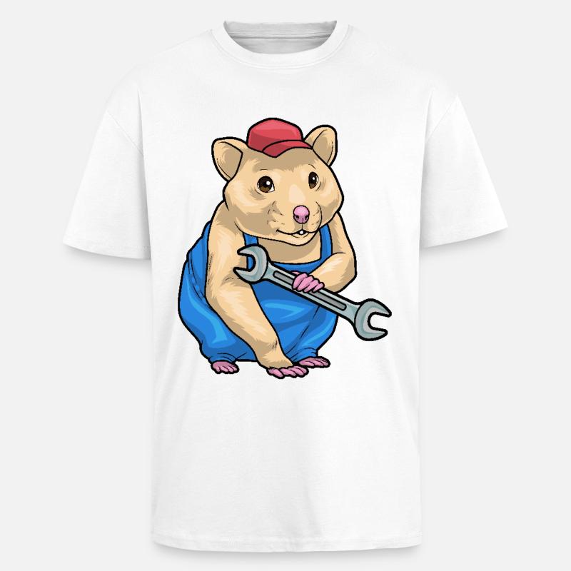 Clé mécanique hamster - T-shirt unisexe oversize épais - blanc