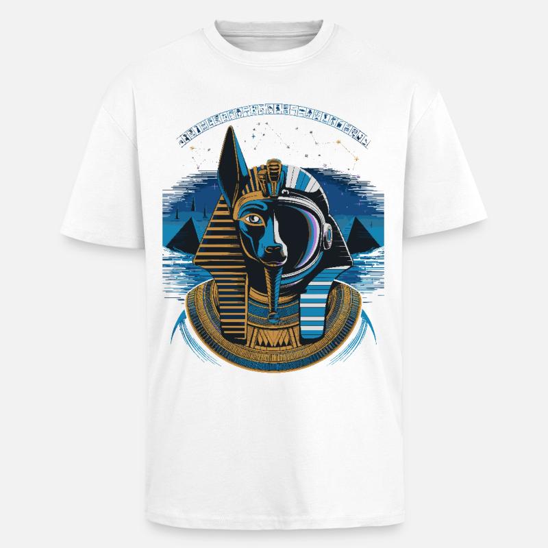 Conception hybride Anubis céleste - T-shirt unisexe oversize épais - blanc