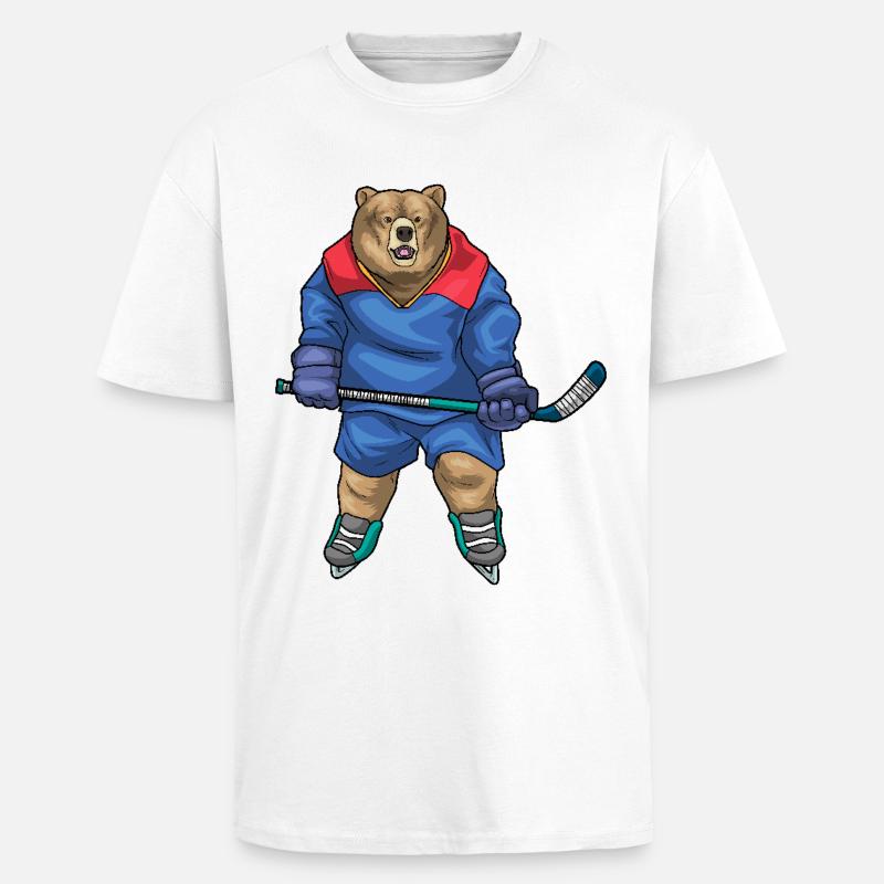 Bär Eishockey Eishockeyschläger - Oversized Heavyweight Unisex T-Shirt - Weiß