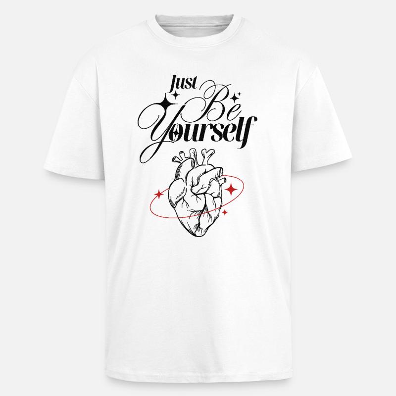 Soyez simplement vous-même – Cœur et lettrage - T-shirt unisexe oversize épais - blanc
