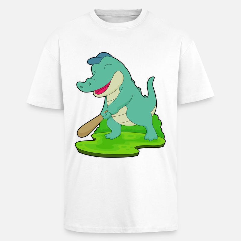 Bâton de baseball Crocodile - T-shirt unisexe oversize épais - blanc