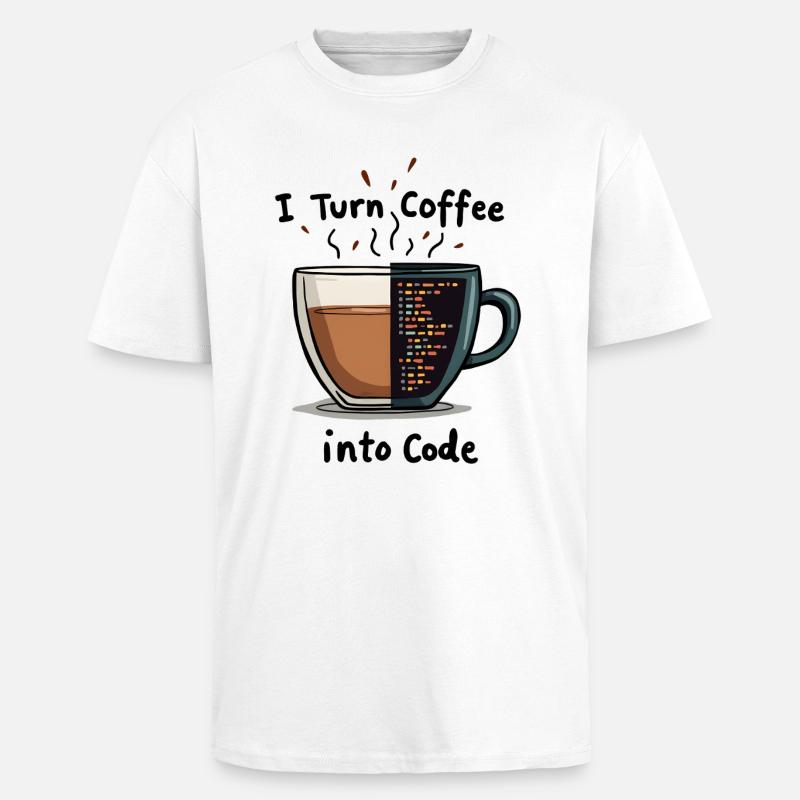 Du café au code - T-shirt unisexe oversize épais - blanc