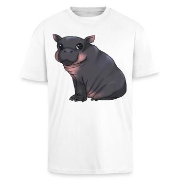Mignon bébé hippopotame - Alarme de câlin ! - T-shirt unisexe oversize épais - blanc - Devant - Alina (178cm) & Michal (187cm)