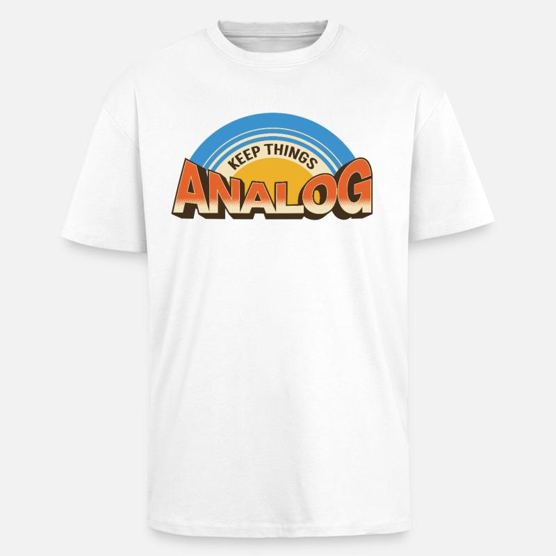 Keep Things Analog – Retro Tech-Statement - Oversized Heavyweight Unisex T-Shirt - Weiß