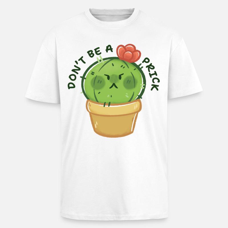 Grumpy Kaktus mit Botschaft - Oversized Heavyweight Unisex T-Shirt - Weiß