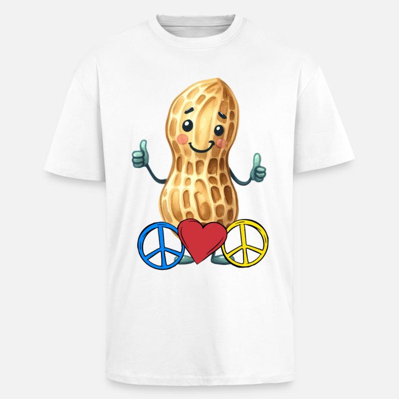 Erdnuss Peace Herz Frieden - Oversized Heavyweight Unisex T-Shirt - Weiß