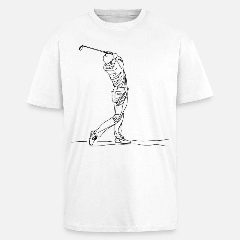 Golf Boy One Line Drawing - Oversized Heavyweight Unisex T-Shirt - Weiß