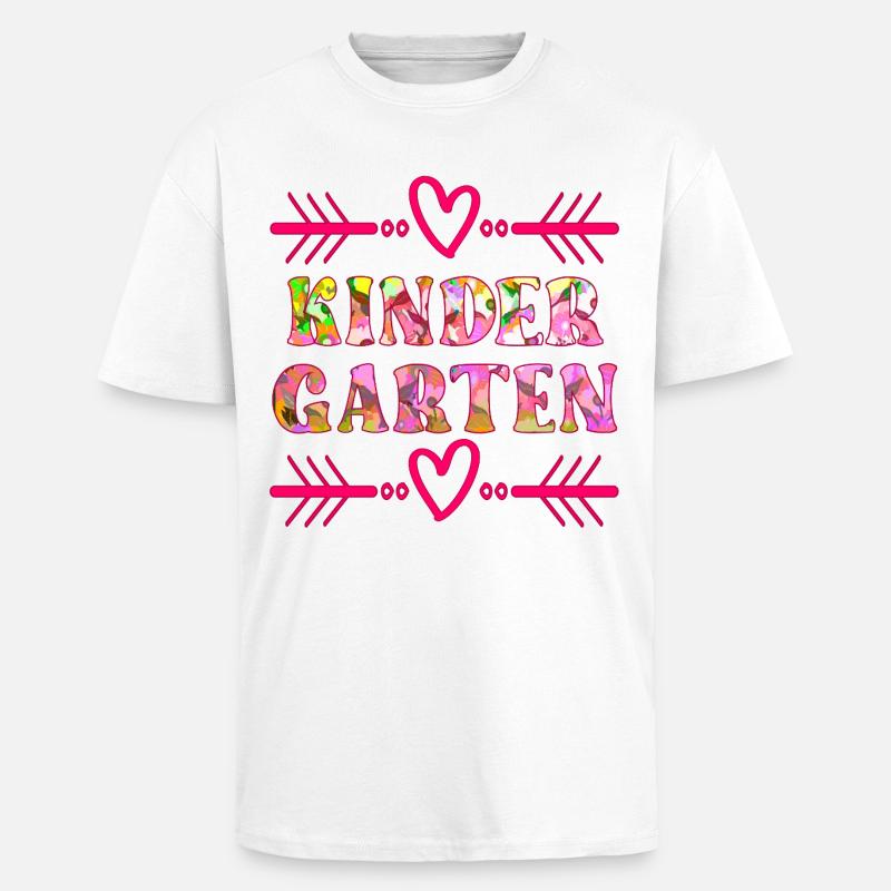 KINDERGARTEN FLORALES MUSTER - Oversized Heavyweight Unisex T-Shirt - Weiß