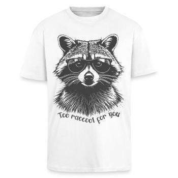 Too raccool for you - Lustiger Waschbär mit Brille - Oversized Heavyweight Unisex T-Shirt - Weiß - Vorne - Alina (178cm) & Michal (187cm)