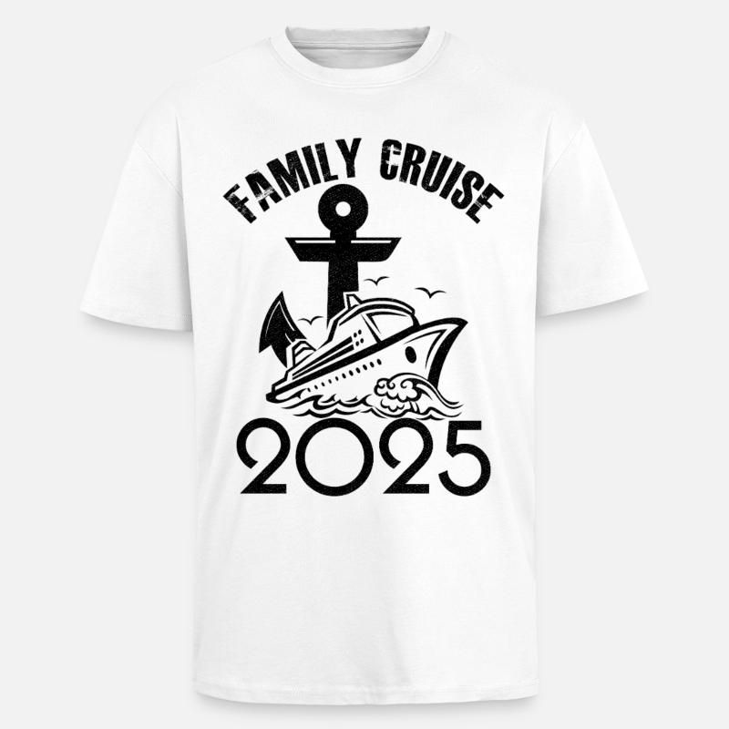 Croisière famille 2025 - T-shirt unisexe oversize épais - blanc