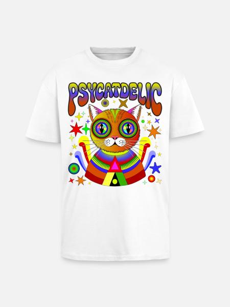 PSYCATDELIC - Unisex Oversized Heavyweight T-shirt - white