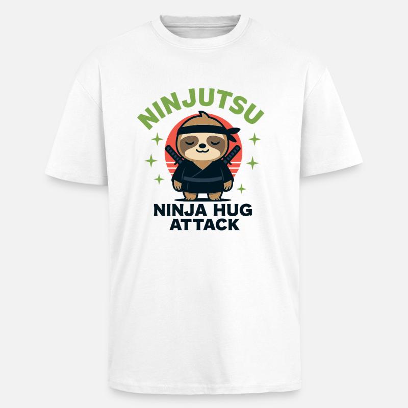 Ninja Kuschel-Sloth HugAttack - Oversized Heavyweight Unisex T-Shirt - Weiß