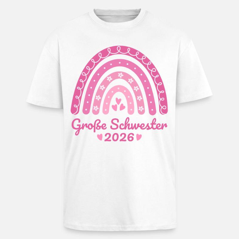 Große Schwester 2026 Regenbogen - Oversized Heavyweight Unisex T-Shirt - Weiß