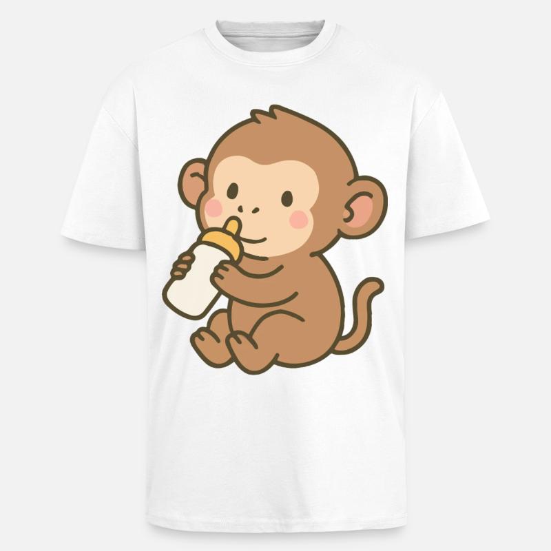 Fläschchen-Äffchen - Oversized Heavyweight Unisex T-Shirt - Weiß