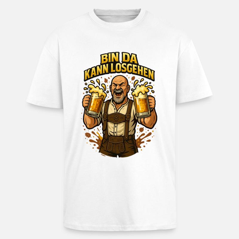 Bier Bierkrug Bierflasche Bierzelt Biergarten - Oversized Heavyweight Unisex T-Shirt - Weiß