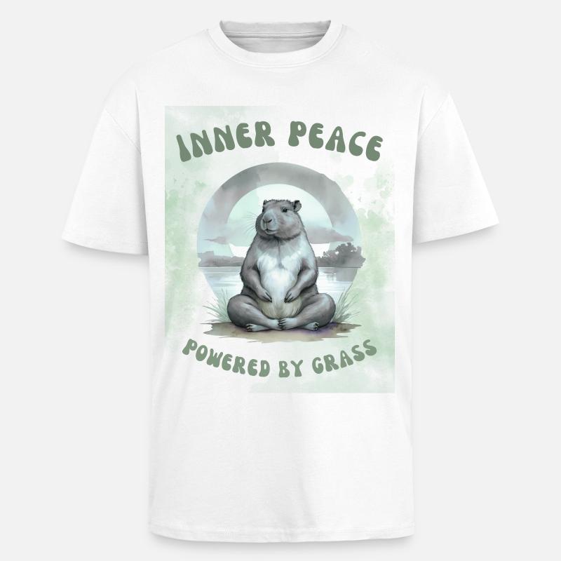Inner Peace – Powered by Grass Design - Oversized Heavyweight Unisex T-Shirt - Weiß