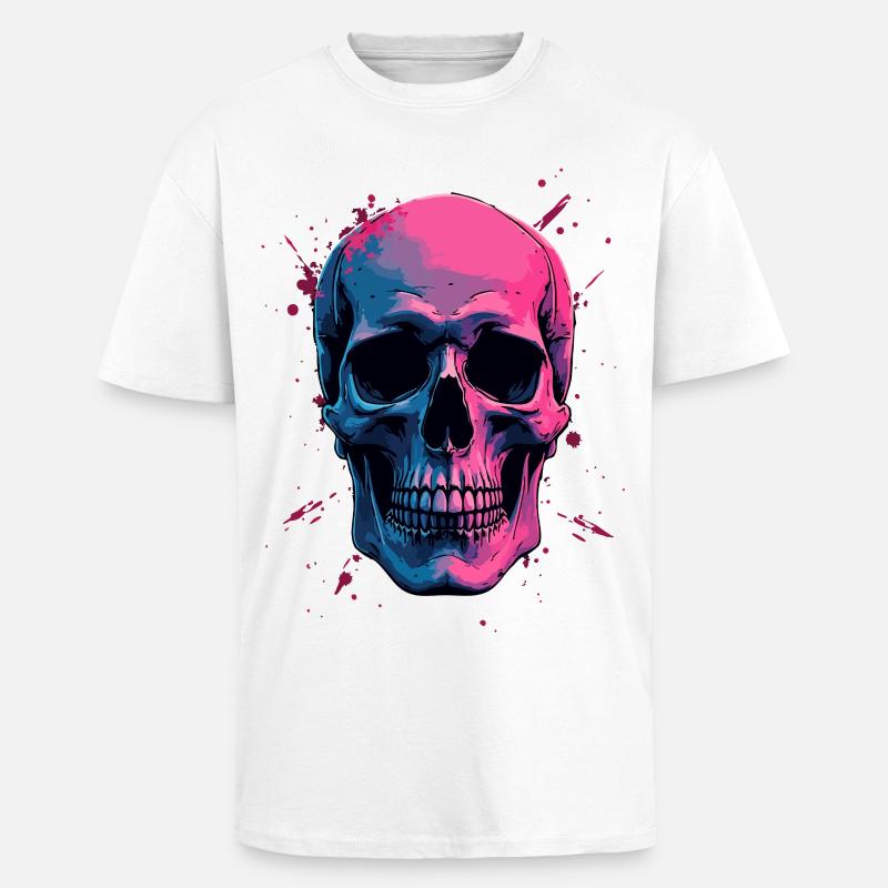 Neon Skull - Oversized Heavyweight Unisex T-Shirt - Weiß