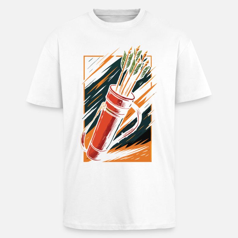 Bogenschießen Bogen Köcher Pfeile Design - Oversized Heavyweight Unisex T-Shirt - Weiß