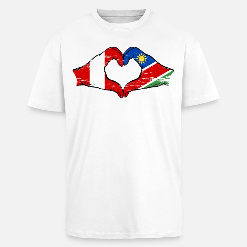 Peru Namibia Flagge Herz used - Oversized Heavyweight Unisex T-Shirt - Weiß