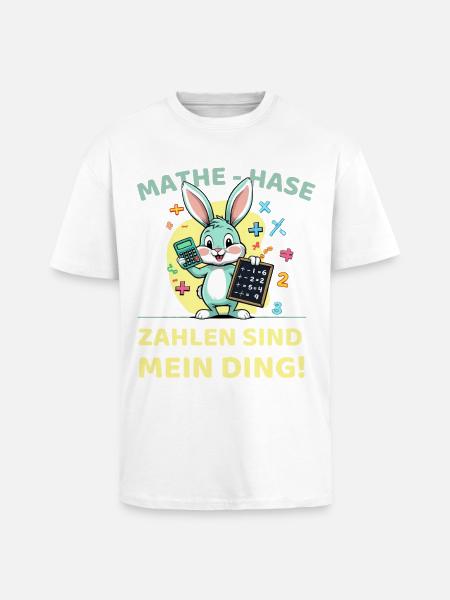 Mathe-Hase mit Taschenrechner und Tafel - Oversized Heavyweight Unisex T-Shirt - Weiß