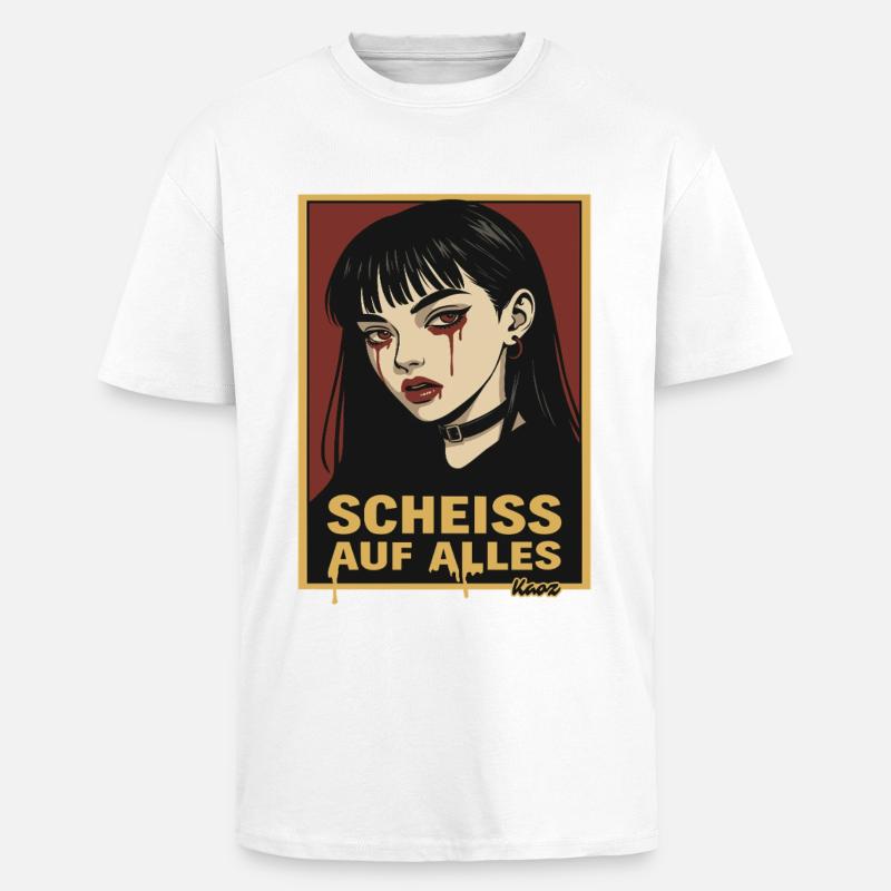 Fille gothique emo avec déclaration - T-shirt unisexe oversize épais - blanc