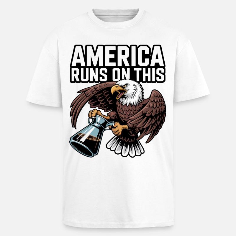 Amerika läuft auf Coffee Eagle - Oversized Heavyweight Unisex T-Shirt - Weiß