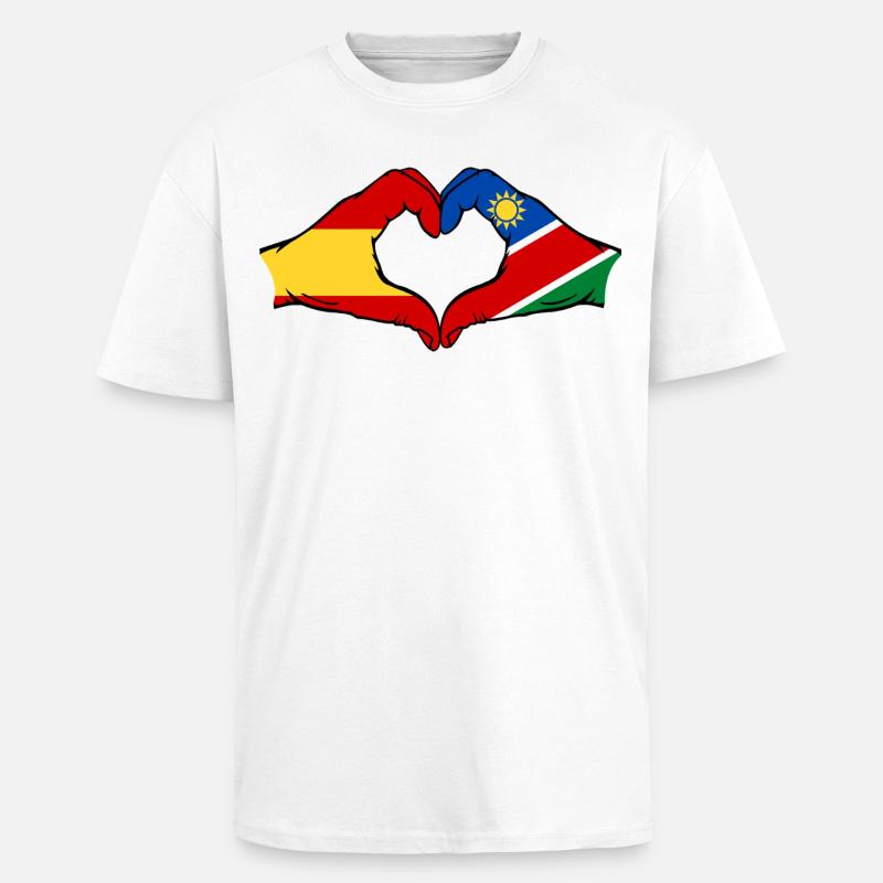 Spanien Namibia Flagge Hände Herzform - Oversized Heavyweight Unisex T-Shirt - Weiß