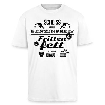 Scheiß Benzinpreis - Ich brauche Frittenfett - Unisex Oversized Heavyweight T-shirt - white - Front - Alina (178cm) & Michal (187cm)