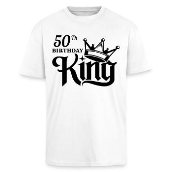 50. Geburtstag König - Oversized Heavyweight Unisex T-Shirt - Weiß - Vorne - Alina (178cm) & Michal (187cm)