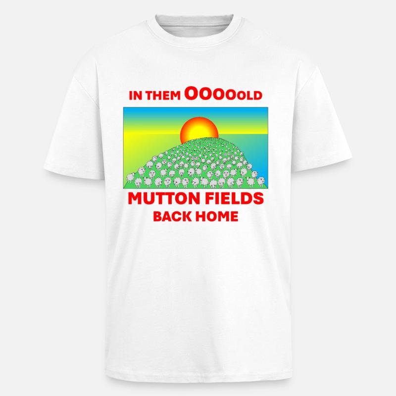 Mutton Fields - Unisex Oversized Heavyweight T-shirt - white