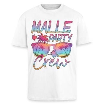 Malle Party Crew - Oversized Heavyweight Unisex T-Shirt - Weiß - Vorne - Alina (178cm) & Michal (187cm)