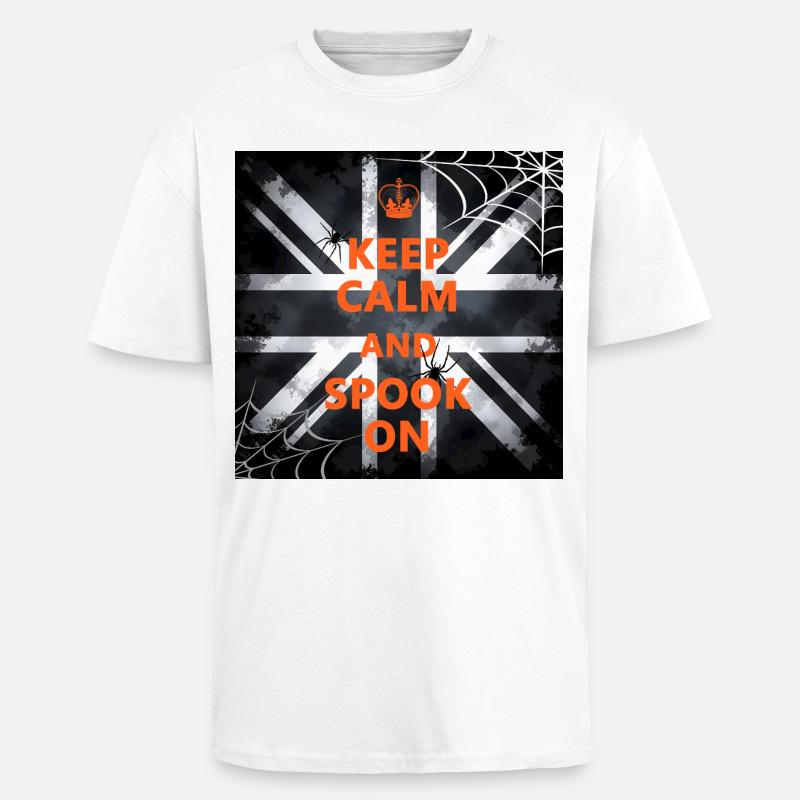 Keep Calm Spook On - Oversized Heavyweight Unisex T-Shirt - Weiß