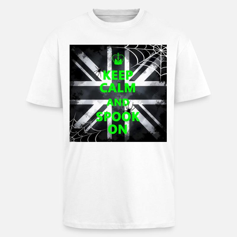 Keep Calm Spook Green - T-shirt unisexe oversize épais - blanc
