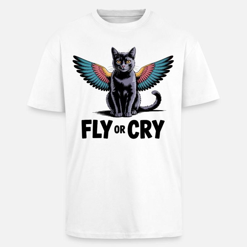 Fliege oder rufe Katze - Oversized Heavyweight Unisex T-Shirt - Weiß