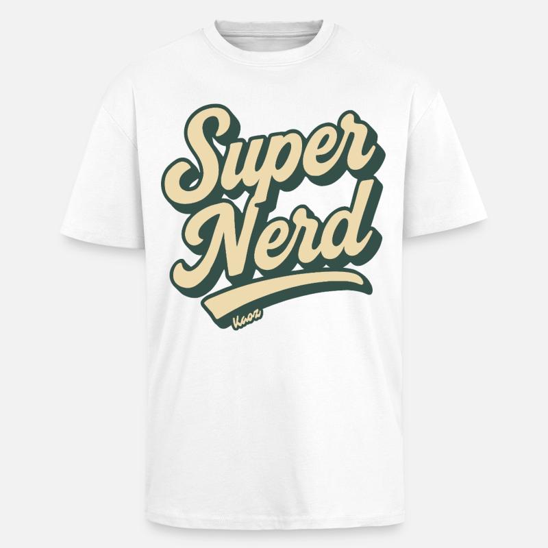 Super Nerd Retro Script - Oversized Heavyweight Unisex T-Shirt - Weiß