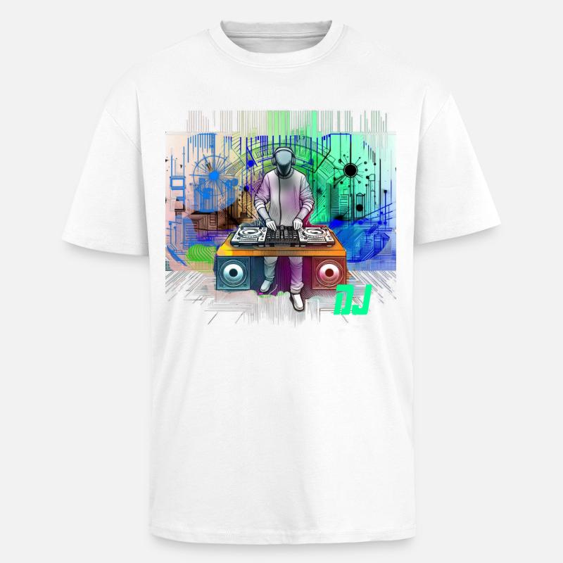 Dynamischer DJ mit bunten Techno-Designs - Oversized Heavyweight Unisex T-Shirt - Weiß